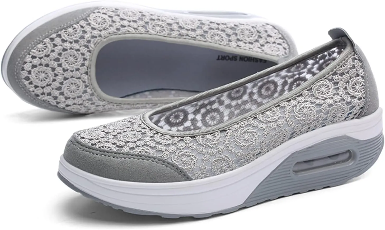 ZBYY Women Sneakers Comfort Slip On Wedges Shoes Breathable Platform Mesh Walking Shoes Nurse Shoes Mary Jane Shoes