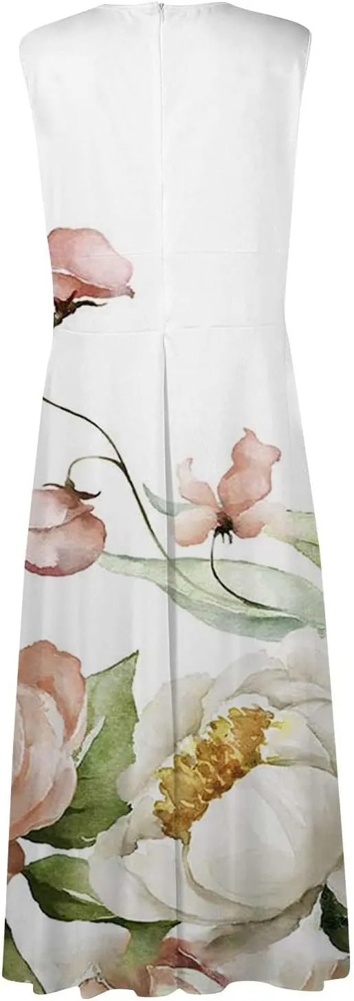 ZDRZK Women's Casual Dresses Sleeveless Wrapped Chest Maxi Dresses Marble Print Sexy Flowy Summer Dresses Trendy 2024