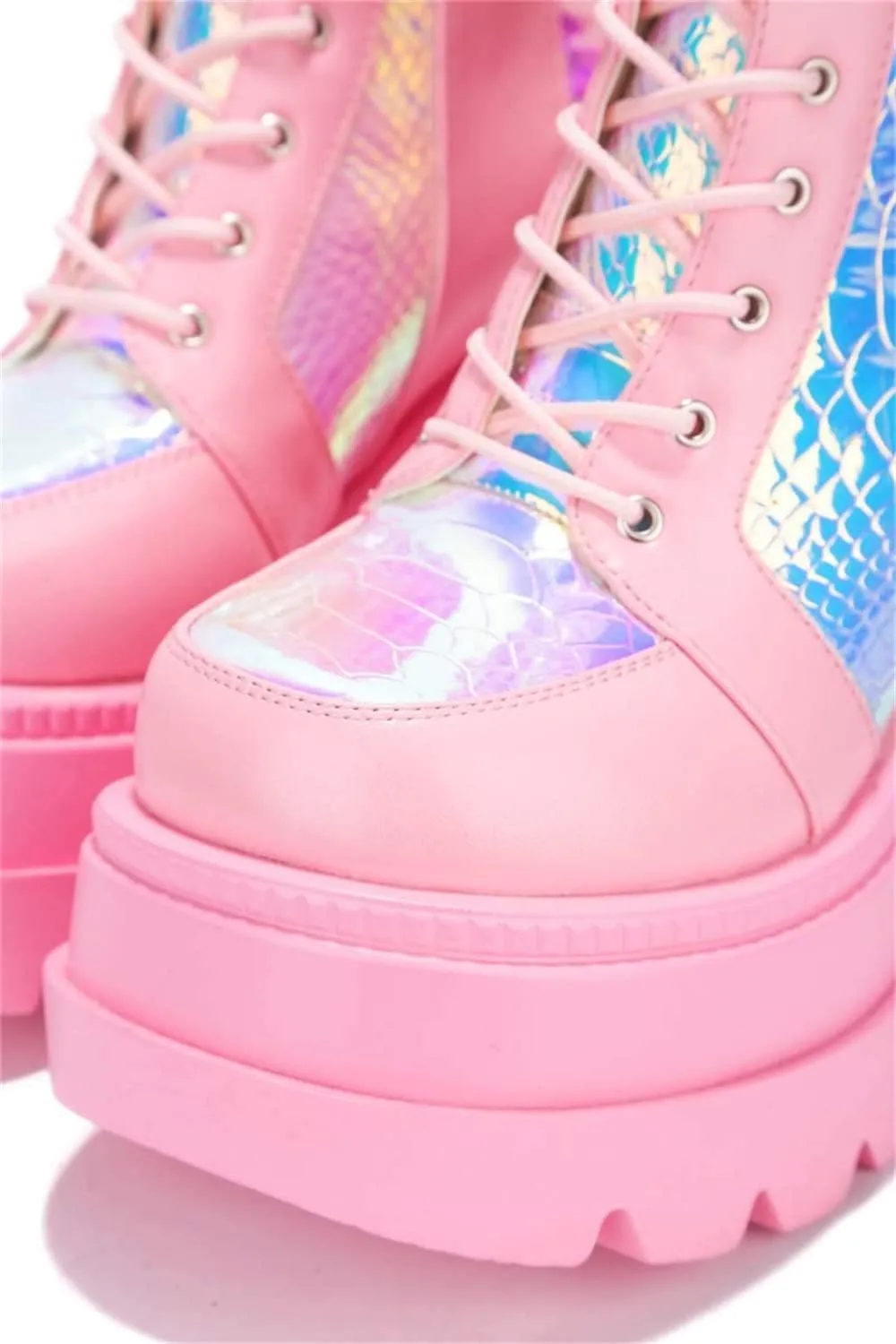 ZKXYFFS Womens Holographic Wedge Ankle Boots Lace Up Zip High Heel Booties Goth Combat Wedge Chunky Platform Boots Multicolor Platform Boots for Women