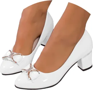 ZSpzx Chunky Heels for Women Pointed Closed Toe Bow Rhinestones Sparkly Slip On Backless Arch Support Block Sandals Ladies Summer Comfortable Orthopedic Dressy Shoes for Party Prom Wedding Bridal