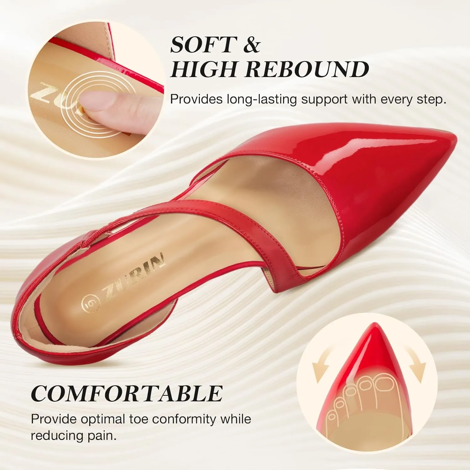 ZURIN Women's Pointed Toe Stiletto Heels for Women Comfortable Closed Toe Heel Dress Pumps Shoes for Work Office Wedding Dancing 3 inch