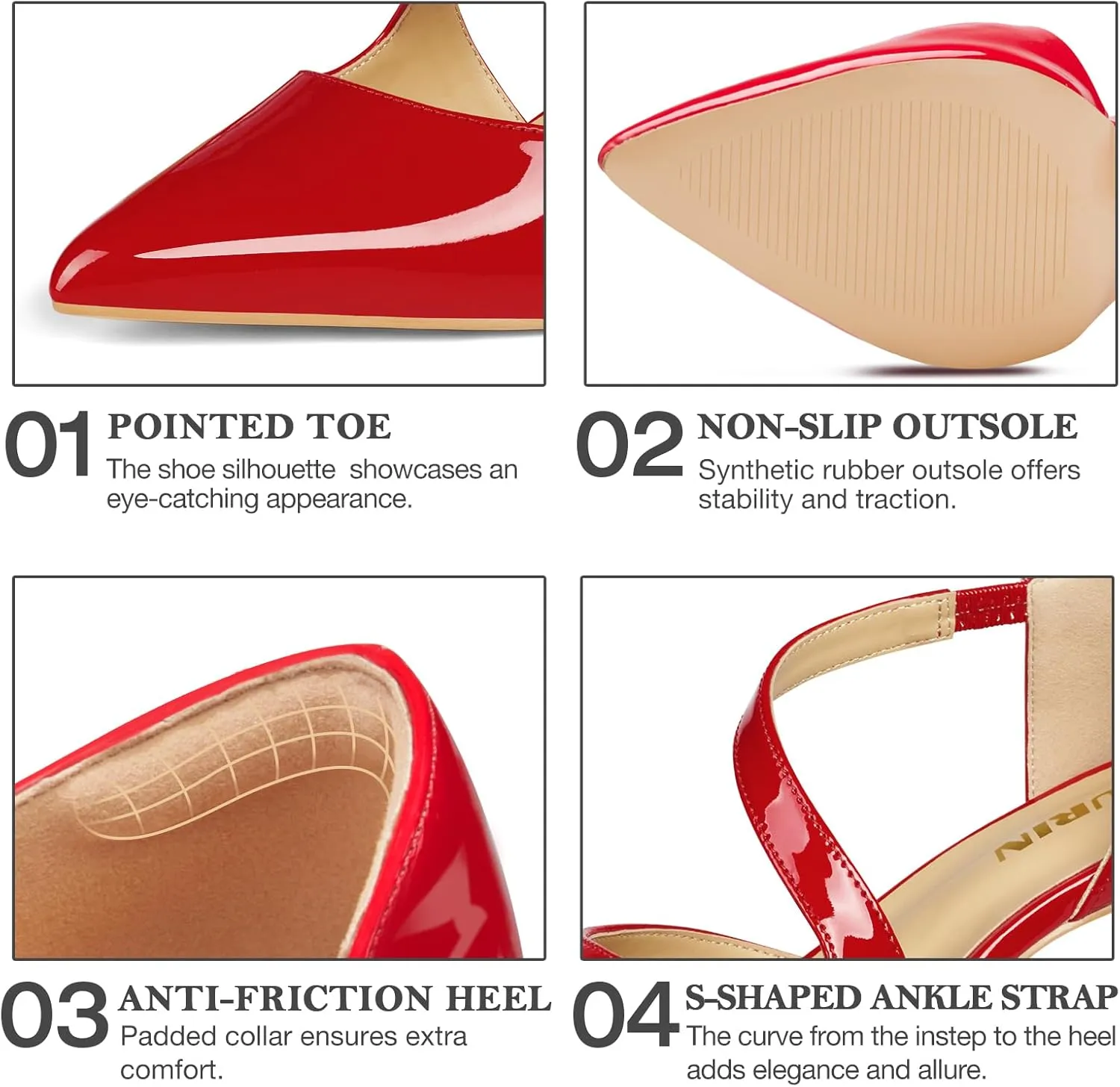 ZURIN Women's Pointed Toe Stiletto Heels for Women Comfortable Closed Toe Heel Dress Pumps Shoes for Work Office Wedding Dancing 3 inch