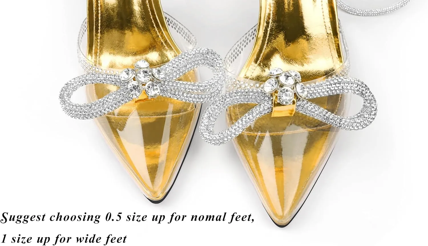 Zzheels Women Bowknot Clear Heels Crystal Slingback Sandals Lace-up Shoes for Party Dating